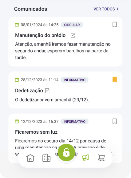 Seção de Comunicados no aplicativo Libera Aí