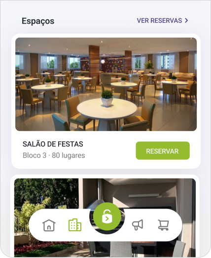 Captura de tela do do aplicativo Libera Aí que mostra os espaços cadastrados