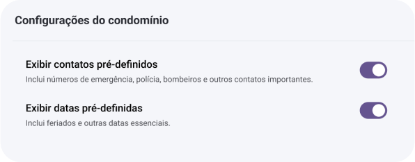 Seção de configurações do condomínio do aplicativo Libera Aí.