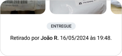 Detalhe da seção do aplicativo Libera Aí onde é possível visualizar as encomendas recebidas