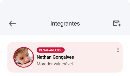 Seção do aplicativo Libera Aí onde é possível ver os integrantes marcados como vulneráveis.