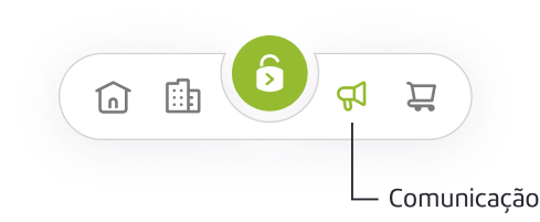 Barra de navegação do aplicativo Libera Aí com destaque para a aba de comunicação.