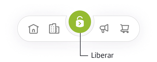 Barra de navegação do aplicativo Libera Aí com destaque para a aba de liberação.