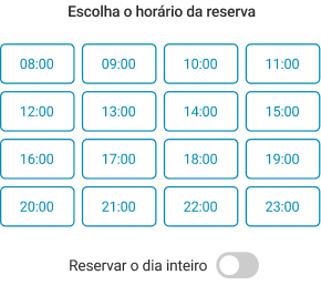 Horários disponíveis para reserva